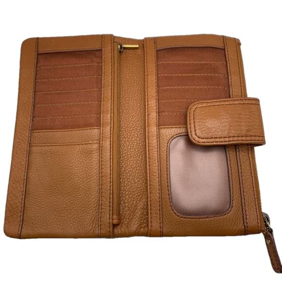 FOSSIL Emma Saddle Brown Soft Pebble Genuine Leather Bi-fold Wallet Clutch - Picture 6 of 10